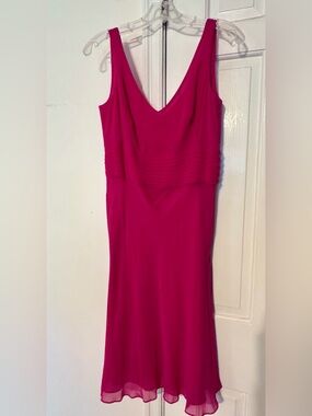 Ann Taylor Silk Chiffon Fuschia Cocktail Dress